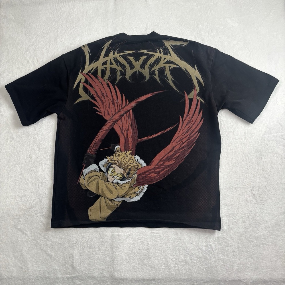 Village Hidden In Iron My Hero Academia MHA Hawks Black Shirt Men's XS